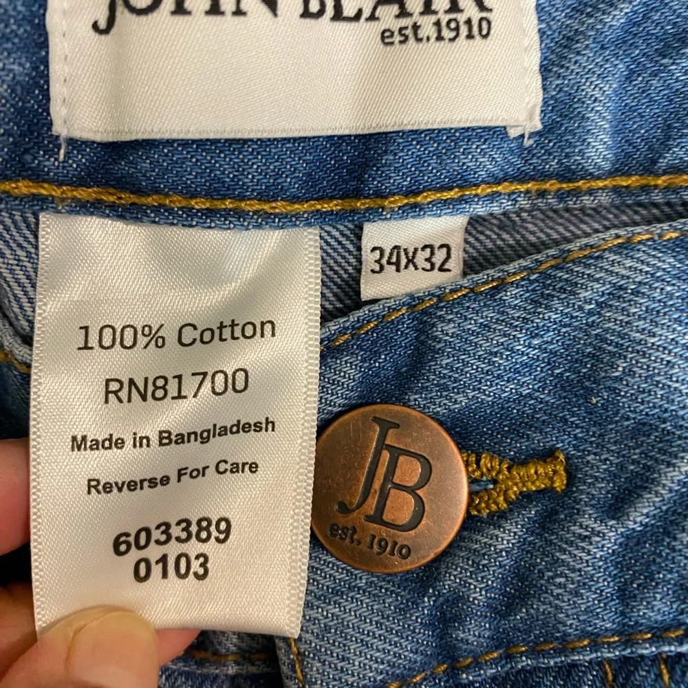 John Blair Jeans Adult 34 Blue Straight Leg Mens Casual 34x32 Cotton - Picture 8 of 16